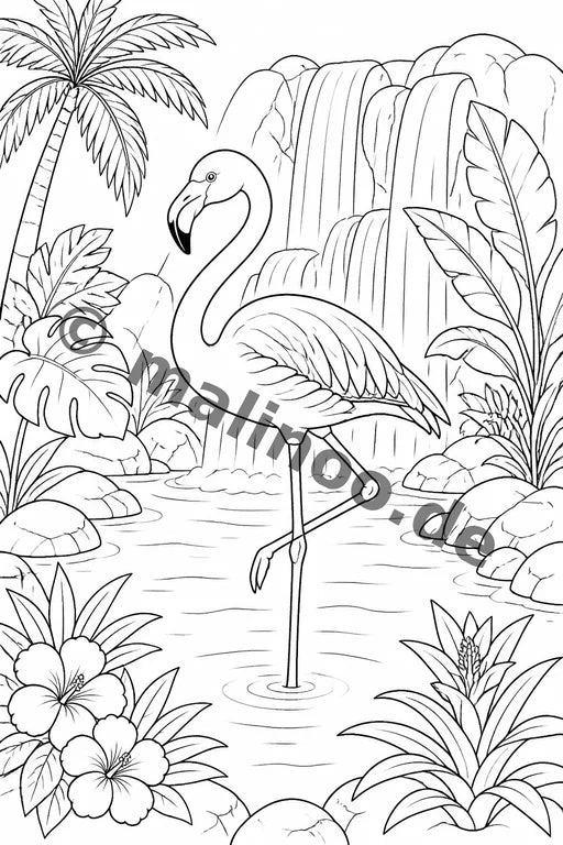 Flamingos Malbuch 100 Ausmalbilder PDF Download – Vorschaubild 4