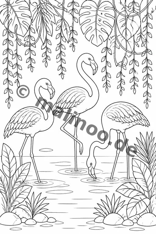 Flamingos Malbuch 100 Ausmalbilder gedruckt+lose – Vorschaubild 2