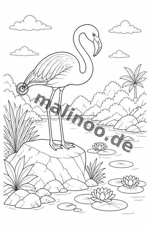 Flamingos Malbuch 100 Ausmalbilder gedruckt+lose – Vorschaubild 6