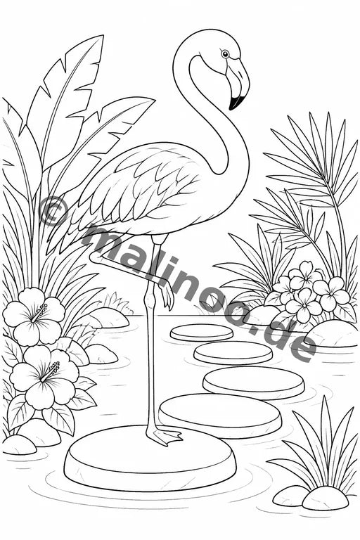 Flamingos Malbuch 100 Ausmalbilder gedruckt+lose – Vorschaubild 7
