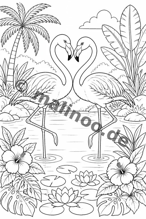 Flamingos Malbuch 20 Ausmalbilder PDF Download – Vorschaubild 1