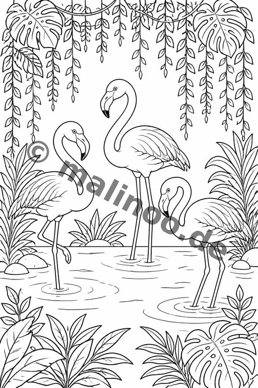 Flamingos Malbuch 20 Ausmalbilder PDF Download – Vorschaubild 2