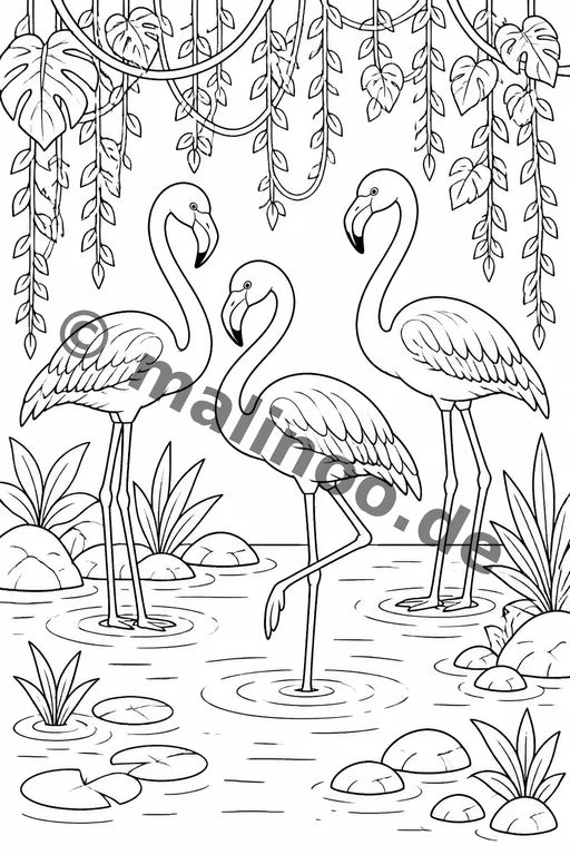 Flamingos Malbuch 20 Ausmalbilder PDF Download – Vorschaubild 2