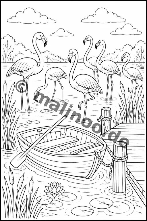 Flamingos Malbuch 20 Ausmalbilder PDF Download – Vorschaubild 3