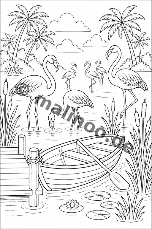 Flamingos Malbuch 20 Ausmalbilder PDF Download – Vorschaubild 3