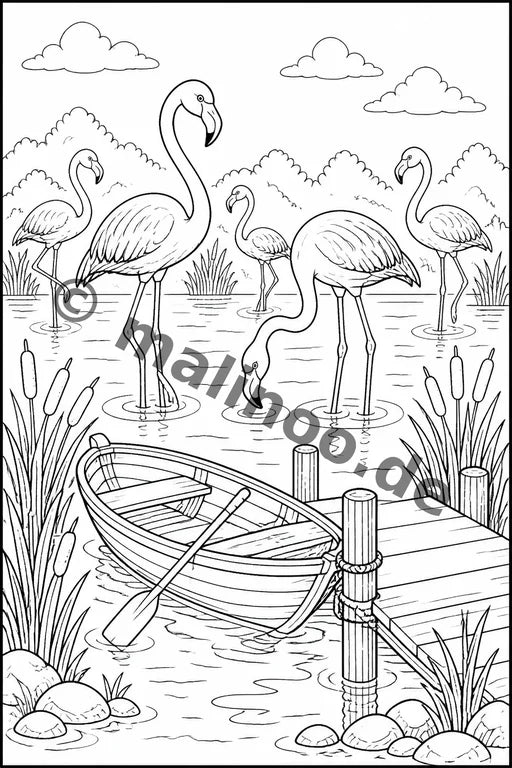 Flamingos Malbuch 20 Ausmalbilder PDF Download – Vorschaubild 3