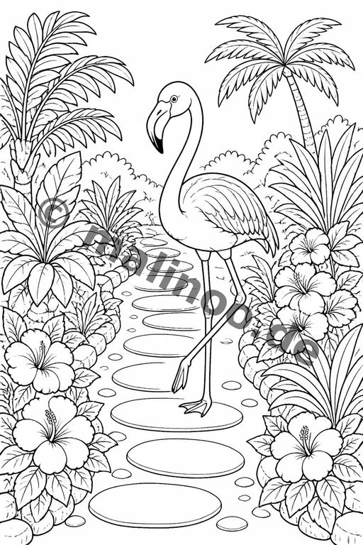 Flamingos Malbuch 20 Ausmalbilder PDF Download – Vorschaubild 5
