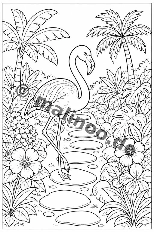 Flamingos Malbuch 20 Ausmalbilder PDF Download – Vorschaubild 5