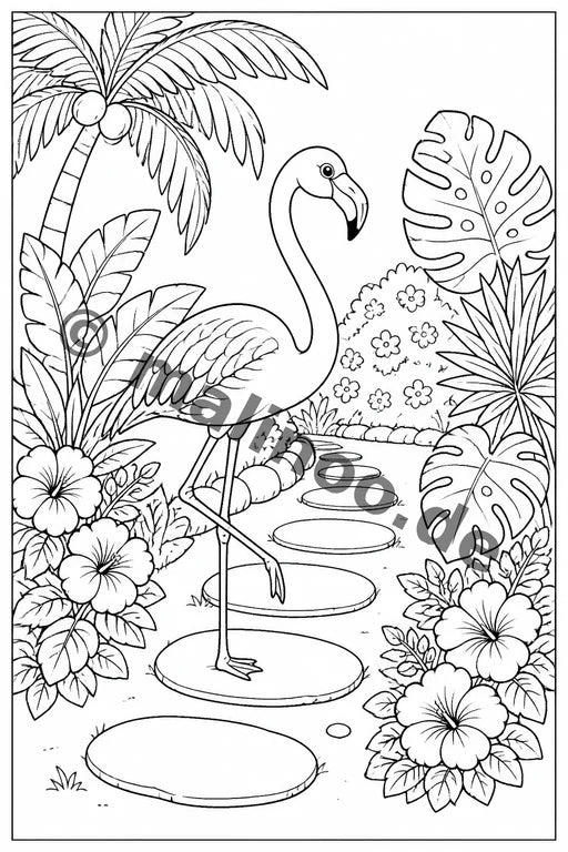 Flamingos Malbuch 20 Ausmalbilder PDF Download – Vorschaubild 5