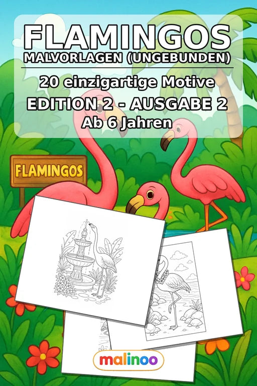 Flamingos Malbuch 20 Ausmalbilder gedruckt+lose – Cover