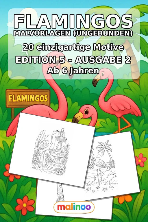 Flamingos Malbuch 20 Ausmalbilder gedruckt+lose – Cover