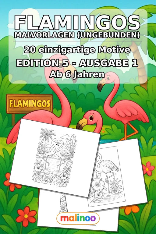 Flamingos Malbuch 20 Ausmalbilder gedruckt+lose – Cover