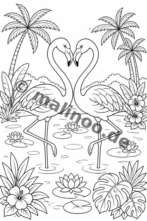 Flamingos Malbuch 20 Ausmalbilder gedruckt+lose – Vorschaubild 1