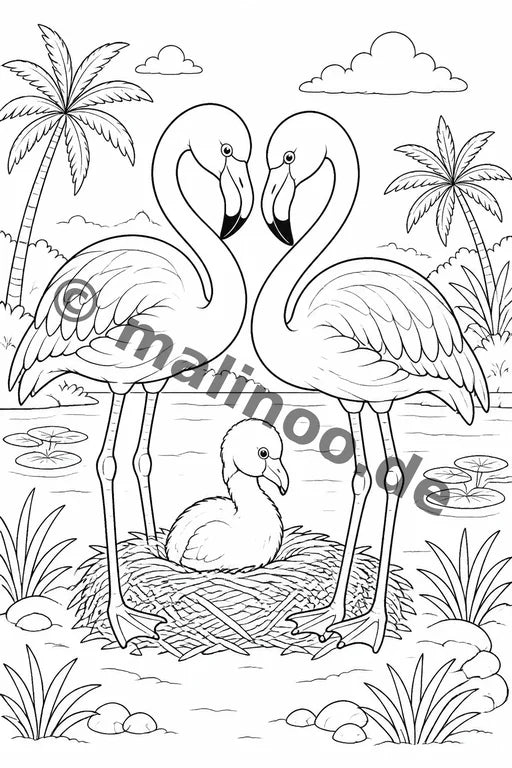 Flamingos Malbuch 20 Ausmalbilder gedruckt+lose – Vorschaubild 10