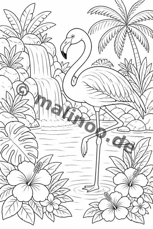 Flamingos Malbuch 20 Ausmalbilder gedruckt+lose – Vorschaubild 4