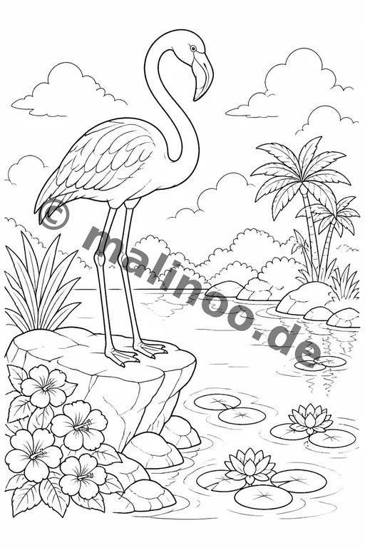Flamingos Malbuch 20 Ausmalbilder gedruckt+lose – Vorschaubild 6