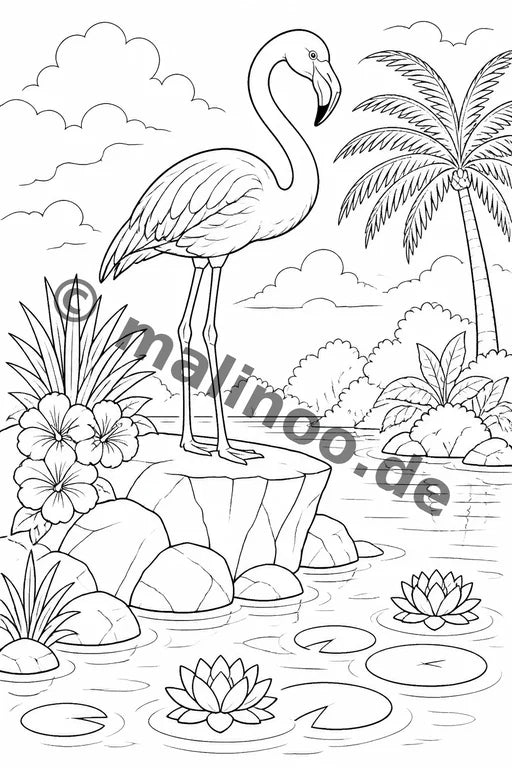 Flamingos Malbuch 20 Ausmalbilder gedruckt+lose – Vorschaubild 6