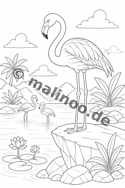 Flamingos Malbuch 20 Ausmalbilder gedruckt+lose – Vorschaubild 6