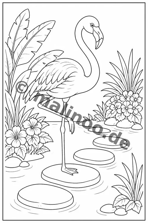 Flamingos Malbuch 20 Ausmalbilder gedruckt+lose – Vorschaubild 7