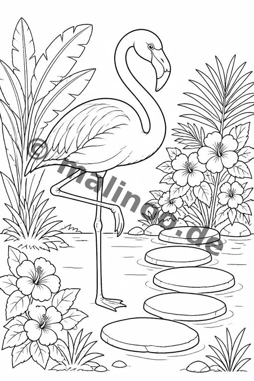 Flamingos Malbuch 20 Ausmalbilder gedruckt+lose – Vorschaubild 7