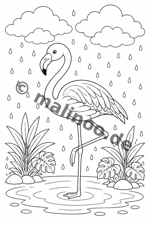 Flamingos Malbuch 20 Ausmalbilder gedruckt+lose – Vorschaubild 8