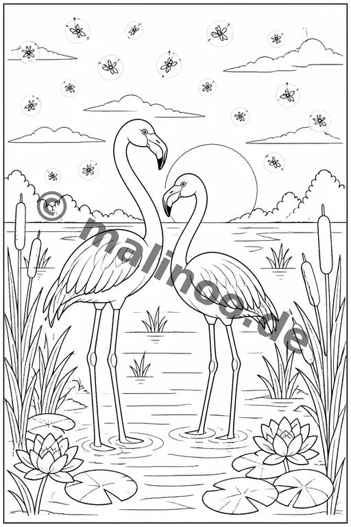 Flamingos Malbuch 20 Ausmalbilder gedruckt+lose – Vorschaubild 9