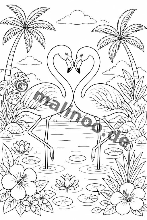 Flamingos Malbuch 50 Ausmalbilder PDF Download – Vorschaubild 1