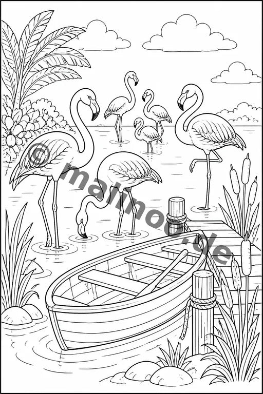 Flamingos Malbuch 50 Ausmalbilder PDF Download – Vorschaubild 3