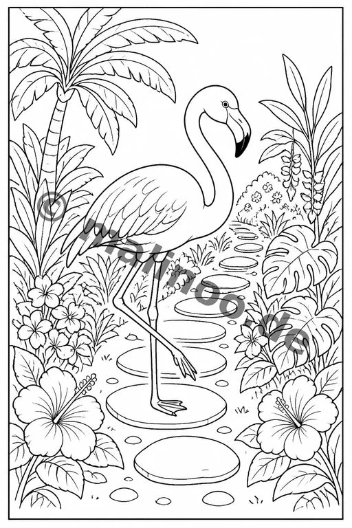 Flamingos Malbuch 50 Ausmalbilder PDF Download – Vorschaubild 5