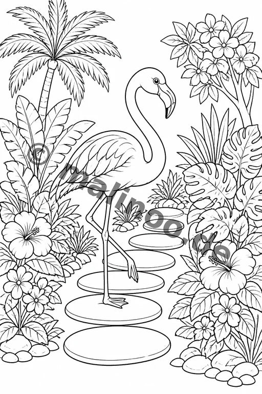 Flamingos Malbuch 50 Ausmalbilder PDF Download – Vorschaubild 5