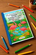 Flamingos Malbuch 50 Ausmalbilder gedruckt+gebunden – Mockup-Ansicht