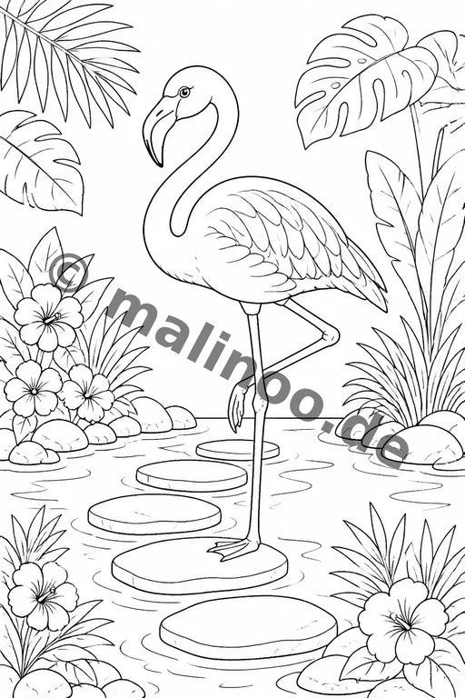 Flamingos Malbuch 50 Ausmalbilder gedruckt+gebunden – Vorschaubild 7