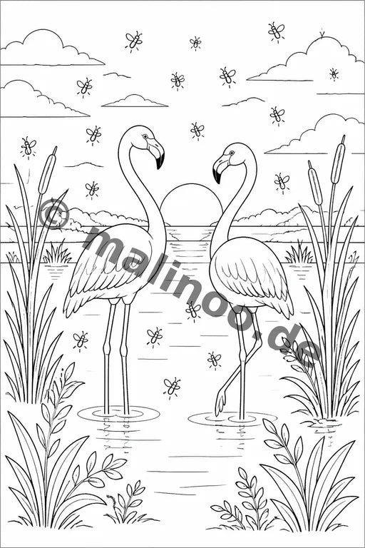 Flamingos Malbuch 50 Ausmalbilder gedruckt+gebunden – Vorschaubild 9