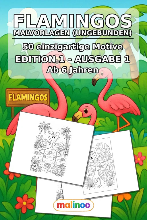 Flamingos Malbuch 50 Ausmalbilder gedruckt+lose – Cover