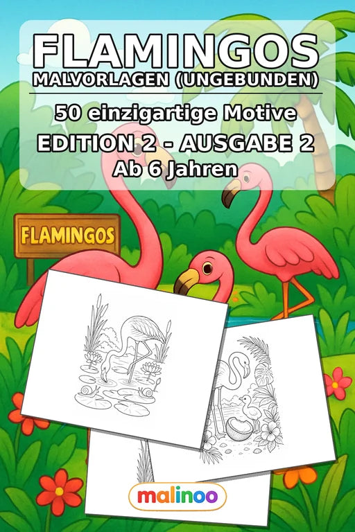 Flamingos Malbuch 50 Ausmalbilder gedruckt+lose – Cover