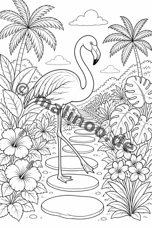 Flamingos Malbuch 50 Ausmalbilder gedruckt+lose – Vorschaubild 5