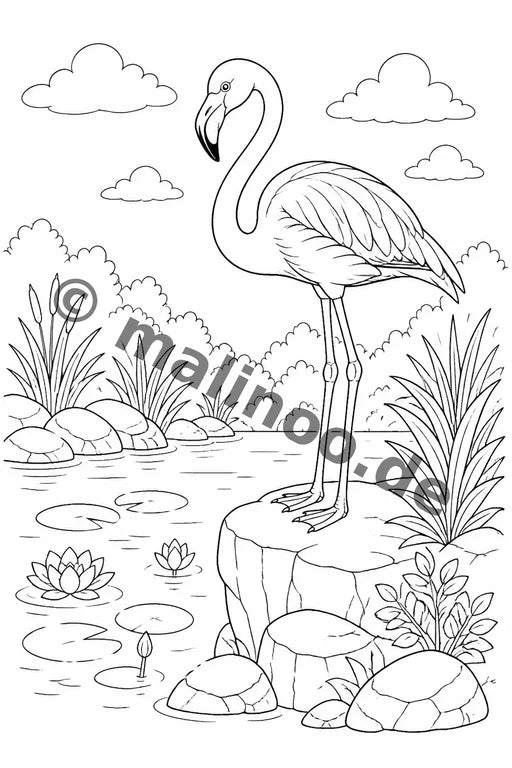 Flamingos Malbuch 50 Ausmalbilder gedruckt+lose – Vorschaubild 6