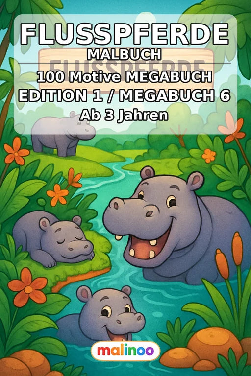Flusspferde Malbuch 100 Ausmalbilder PDF Download – Cover