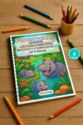 Flusspferde Malbuch 100 Ausmalbilder PDF Download – Mockup-Ansicht