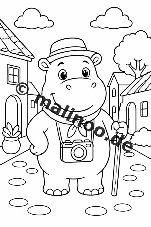 Flusspferde Malbuch 100 Ausmalbilder PDF Download digital – Vorschaubild 3