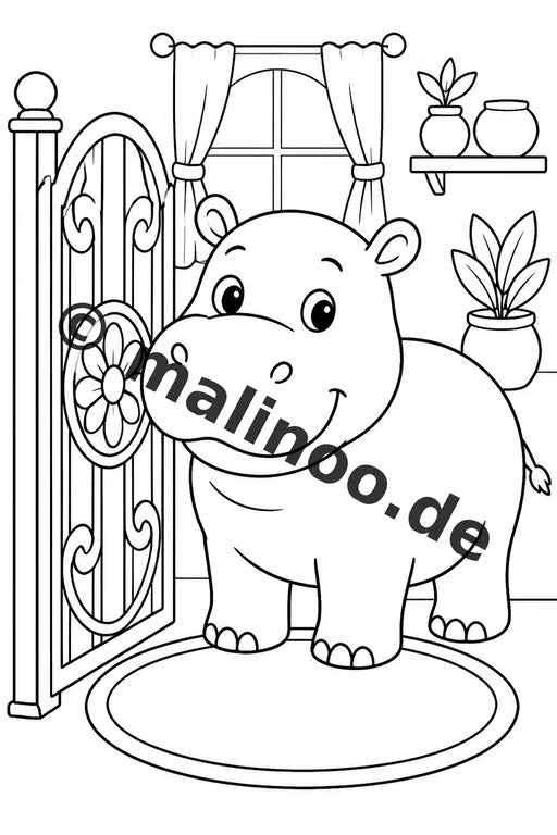 Flusspferde Malbuch 100 Ausmalbilder gedruckt, ungebunden – Vorschaubild 9