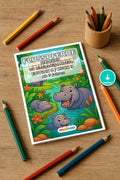 Flusspferde Malbuch 20 Ausmalbilder PDF Download – Mockup-Ansicht