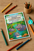 Flusspferde Malbuch 20 Ausmalbilder PDF Download – Mockup-Ansicht