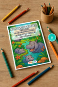 Flusspferde Malbuch 20 Ausmalbilder PDF Download – Mockup-Ansicht
