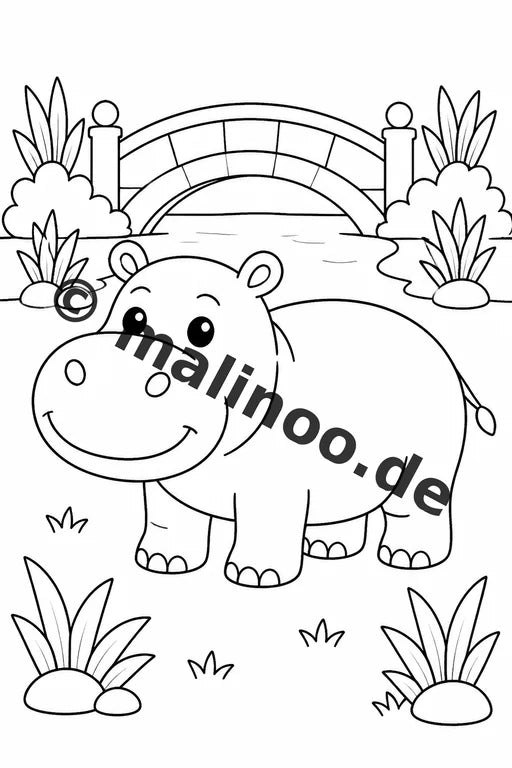 Flusspferde Malbuch 20 Ausmalbilder PDF Download digital – Vorschaubild 5