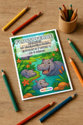 Flusspferde Malbuch 20 Ausmalbilder gedruckt+gebunden – Mockup-Ansicht