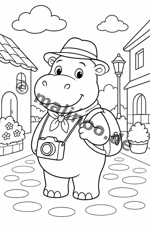 Flusspferde Malbuch 20 Ausmalbilder gedruckt+lose – Vorschaubild 5
