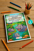 Flusspferde Malbuch 50 Ausmalbilder PDF Download digital – Mockup-Ansicht