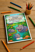 Flusspferde Malbuch 50 Ausmalbilder gedruckt und gebunden – Mockup-Ansicht