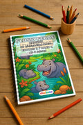Flusspferde Malbuch 50 Ausmalbilder gedruckt und gebunden – Mockup-Ansicht